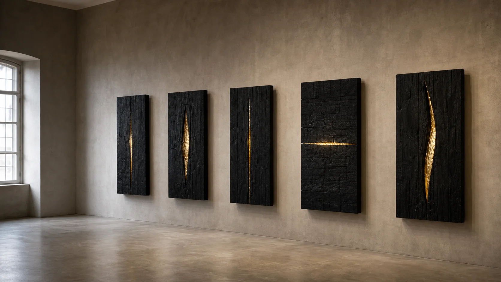 Opere di Samuele Pagliaro in una galleria